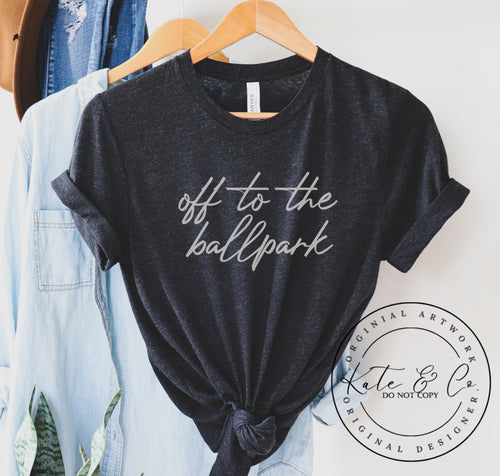 Off To The Ballpark Tee, Sports Mom Tops for Baseball or Softball, Cute Softball T-Shirts, Cute Baseball Tees, Summer Graphic Tees, Bestselling Tops, Kate & Co. Original