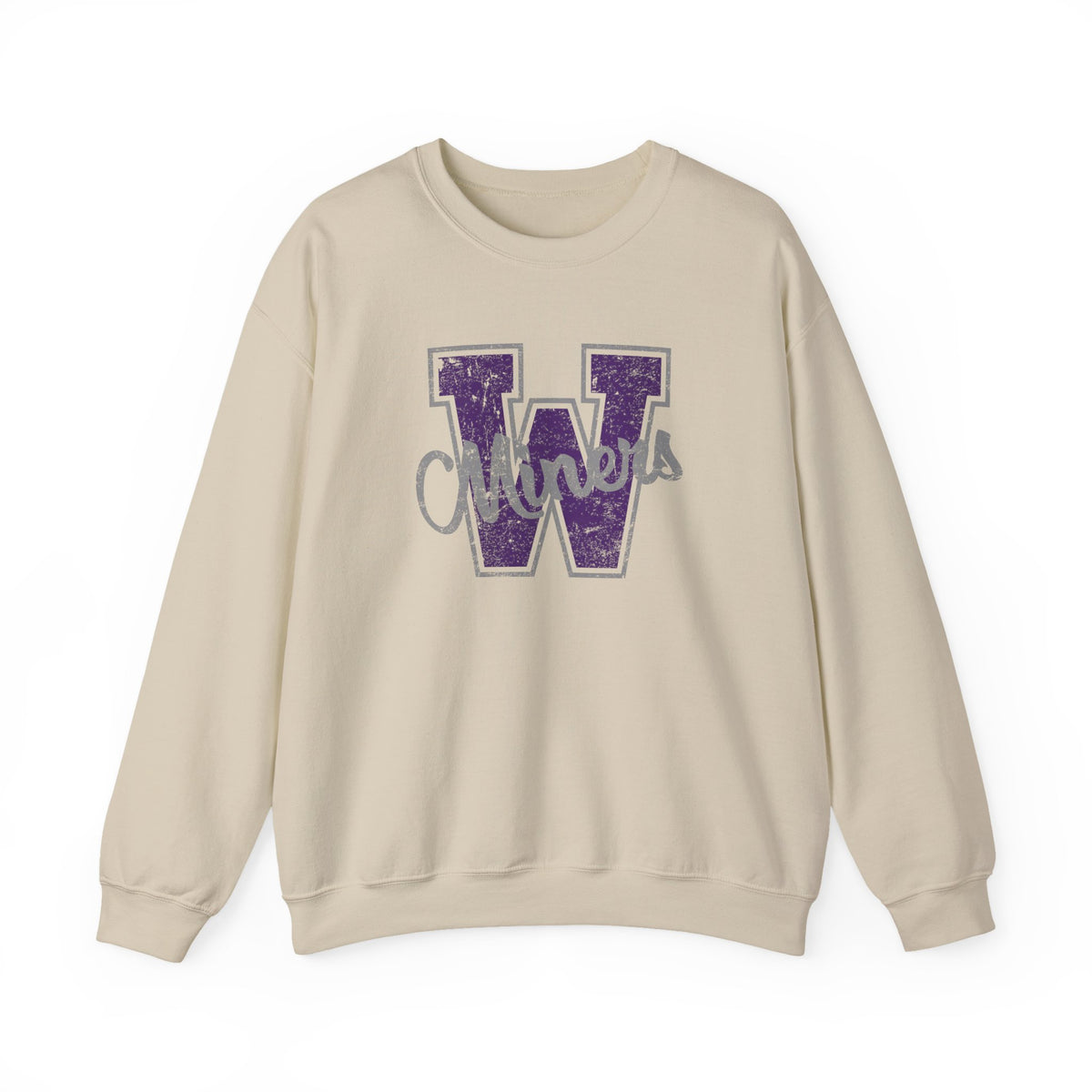 Miners Big W Unisex Sweatshirt, Custom Made Sports Sweatshirt, Custom Team Sports Shirts, Wilton-Wing Miners Shirt, Custom High School Tops
