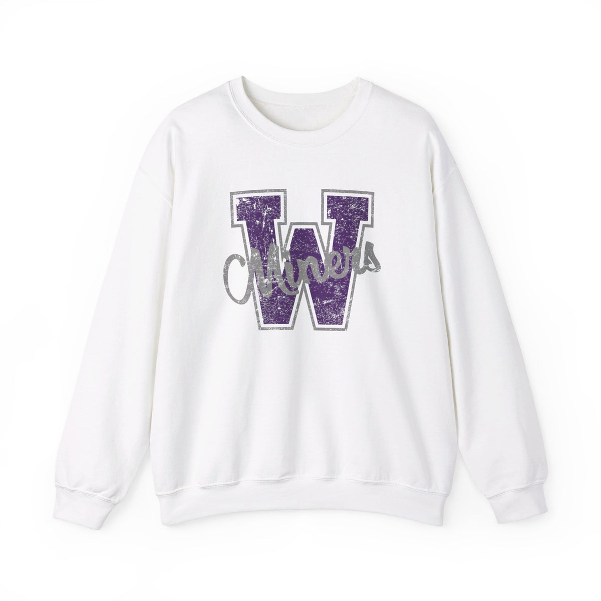 Miners Big W Unisex Sweatshirt, Custom Made Sports Sweatshirt, Custom Team Sports Shirts, Wilton-Wing Miners Shirt, Custom High School Tops