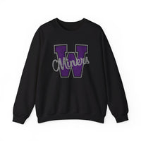 Miners Big W Unisex Sweatshirt, Custom Made Sports Sweatshirt, Custom Team Sports Shirts, Wilton-Wing Miners Shirt, Custom High School Tops