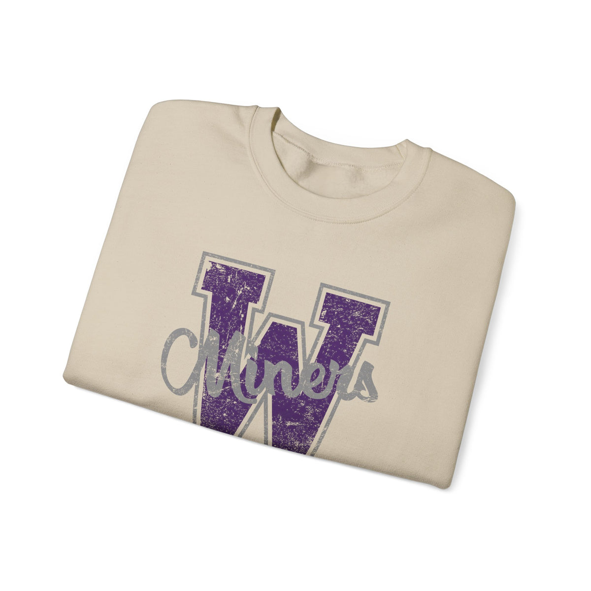 Miners Big W Unisex Sweatshirt, Custom Made Sports Sweatshirt, Custom Team Sports Shirts, Wilton-Wing Miners Shirt, Custom High School Tops