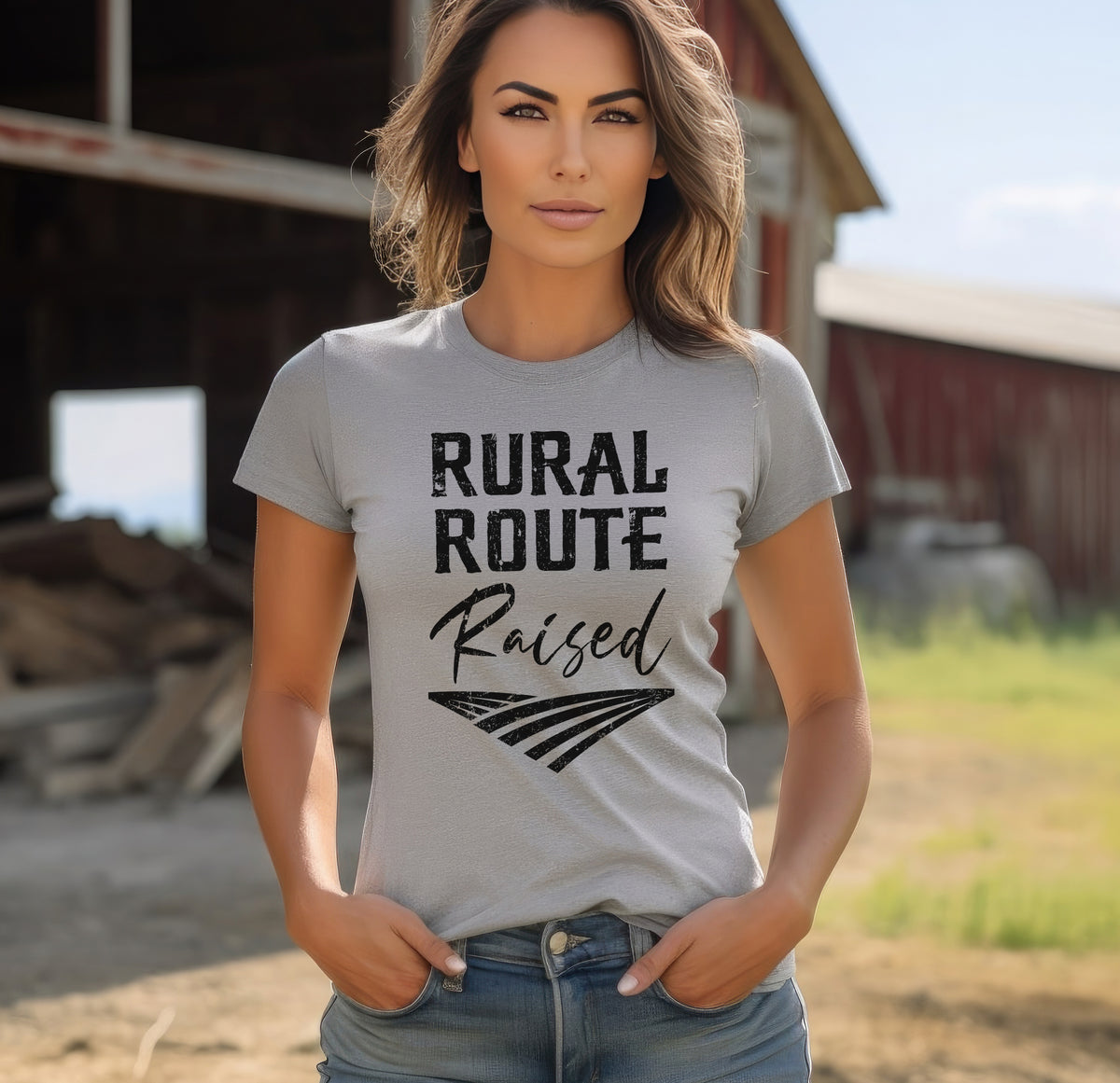 Rural Route Raised T-Shirt, Country T-Shirts for Women, Western Tees, Farm Life T-Shirts, Country Graphic Tees for Women, Western Tops for Women