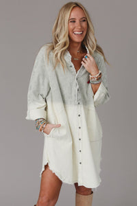 Two-Tone Raw Hem Denim Dress