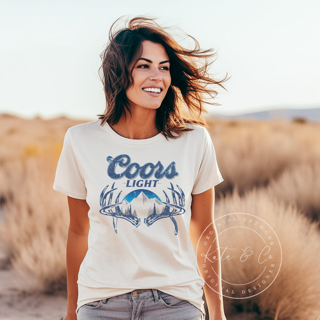 Coors Light Deer Antler Shirt, Busch Light Hunting Shirt, Beer Shirt, Hunting Shirt, Gifts for Him, Kate & Co Exclusive Design, Holiday Gift Ideas, Hunting Shirts, Beer Shirts
