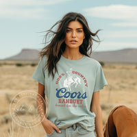 Coors Banquet Rodeo Shirt, God's Country, Brewed for the Rodeo, Coors Light, Beer Shirts, Rodeo Shirts, Country Western Tops, Busch Light