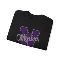 Miners Big W Unisex Sweatshirt, Custom Made Sports Sweatshirt, Custom Team Sports Shirts, Wilton-Wing Miners Shirt, Custom High School Tops