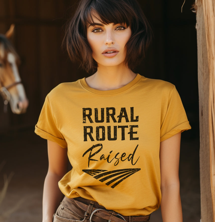 Rural Route Raised T-Shirt, Country T-Shirts for Women, Western Tees, Farm Life T-Shirts, Country Graphic Tees for Women, Western Tops for Women