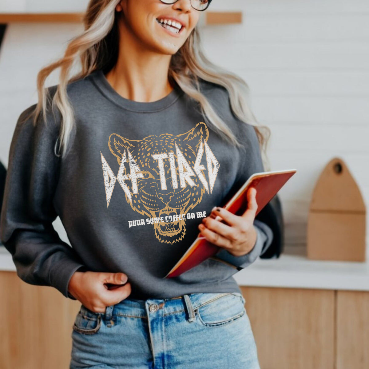 Def Tired Pour Some Coffee On Me Sweatshirt, Trendy Graphic sweatshirt, Popular Shirts, Cute Graphic Crewnecks, Overtired Graphic Tees, Coffee Shirt