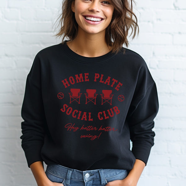 Home Plate Social Club T-Shirt for Baseball or Softball, Baseball Tees, Softball Tees, Cute Baseball Tops, Cute Softball Tops, Baseball Mom Shirts, Softball Mom Shirts