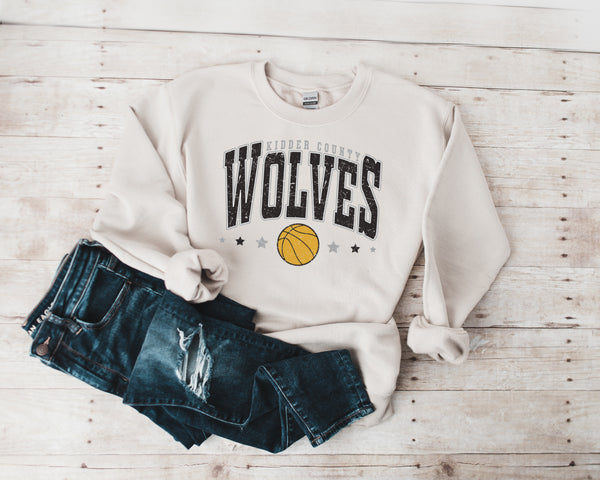 Kidder County Varsity Style Basketball Sweatshirt, Personalized Shirt, Team Name Sweatshirt, Wolves Shirts, Custom Design, Personalized Tops, Crewneck Sweatshirt