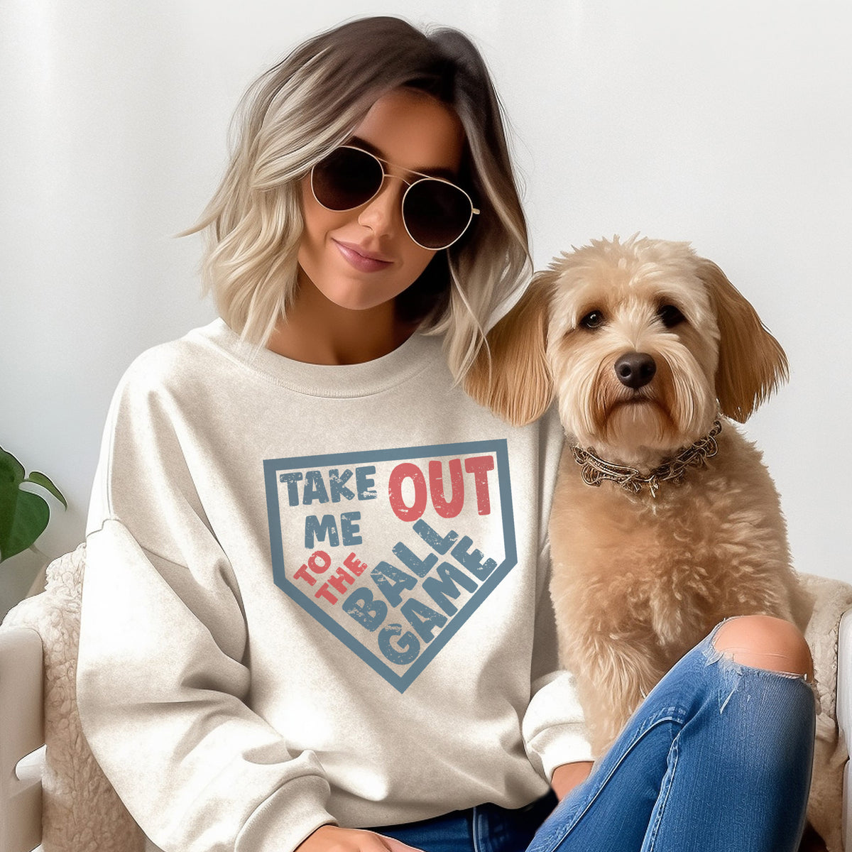 Take Me Out to the Ballgame Unisex Sweatshirt, Cute Softball Graphic Tees, Cute Baseball Tees