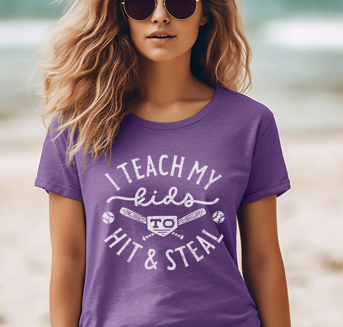 I Teach My Kids To Hit & Steal T-Shirt, Baseball Tees, Softball Tees, Funny Baseball Shirts, Funny Softball Shirts