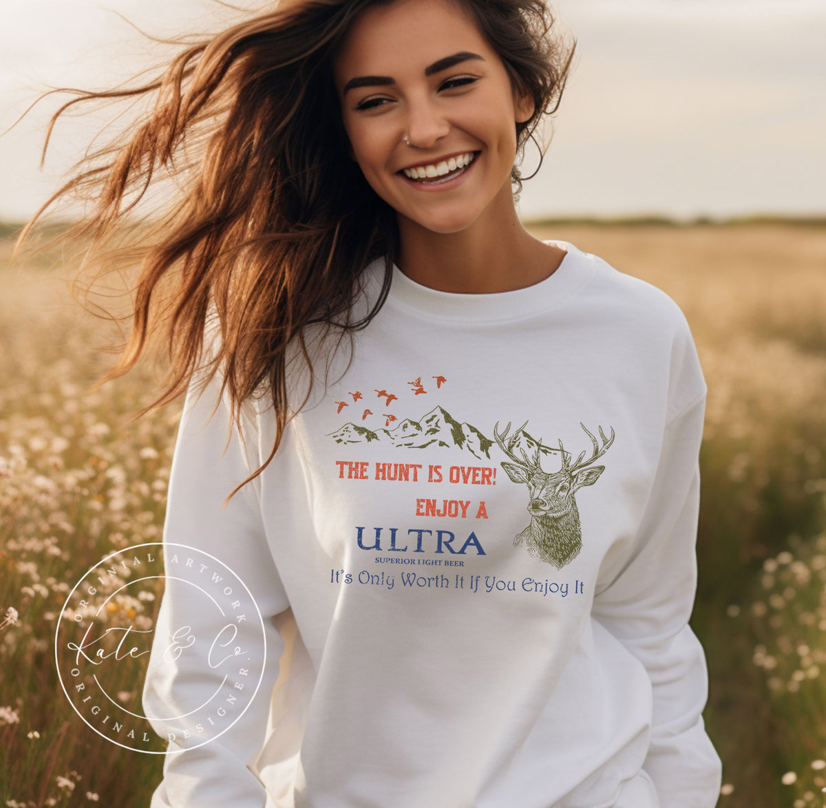 Michelob Ultra Hunting Crew Neck, Michelob Ultra Crew Neck, Ultra-Light Sweatshirt, Michelob Ultra-Light Beer Shirt, Michelob Ultra After the Hunt Shirt, Deer Hunting Tops