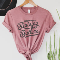 Rasing Ballers T-Shirt, Baseball Tees, Softball Tees, Sports T-Shirts, T-Ball Shirts for Mom