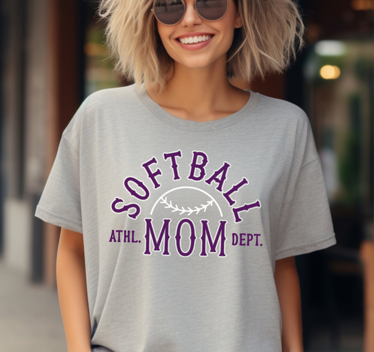 Softball Mom ATHL. DEP. T-Shirt, Custom Team Color Softball Shirt, Fastpitch Tee, Cute Mom Shirts