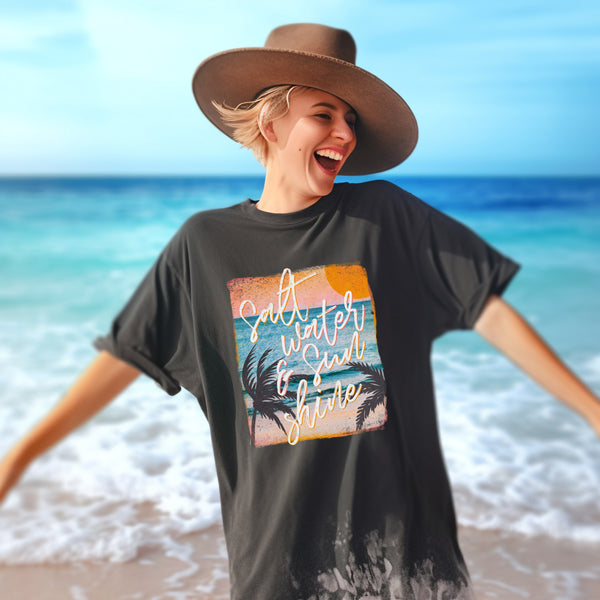 SALT WATER & SUNSHINE - SUMMER TSHIRTS - BESTSELLING TOPS - POPULAR WOMEN'S TEES - SUMMER GRAPHIC TEES