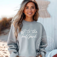 Off To The Ballpark Sweatshirt, Sports Mom Tops for Baseball or Softball, Cute Softball Shirts, Cute Baseball Tees, Summer Graphic Tees, Bestselling Tops, Kate & Co. Original