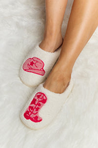 Printed Plush Slide Slippers