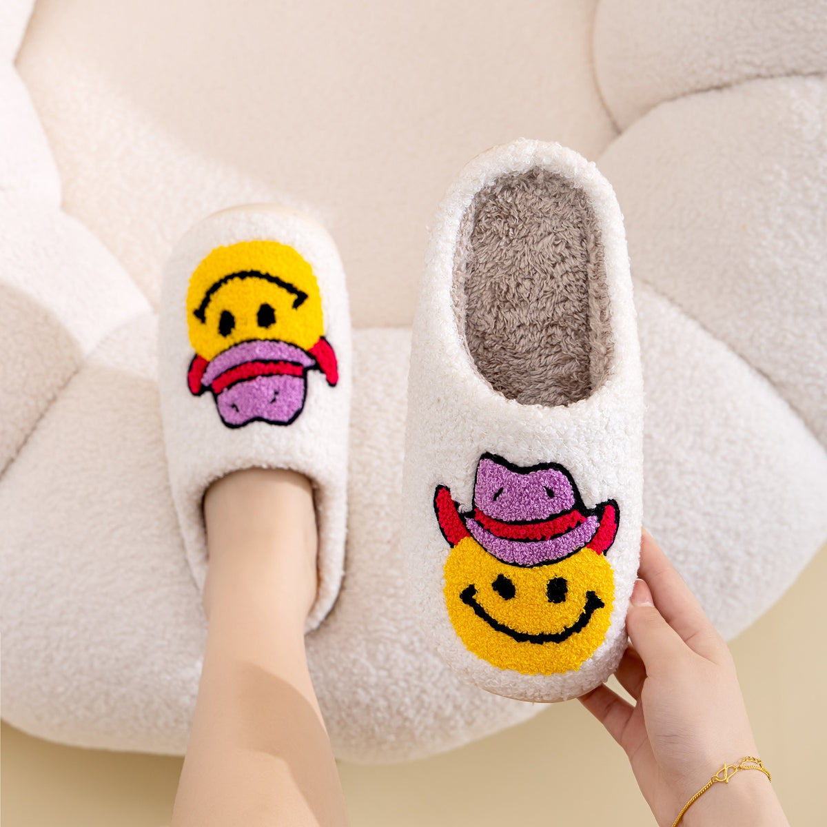 Western Smiley Face Slippers