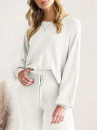 Long Sleeve Lounge Top and Drawstring Pants Set