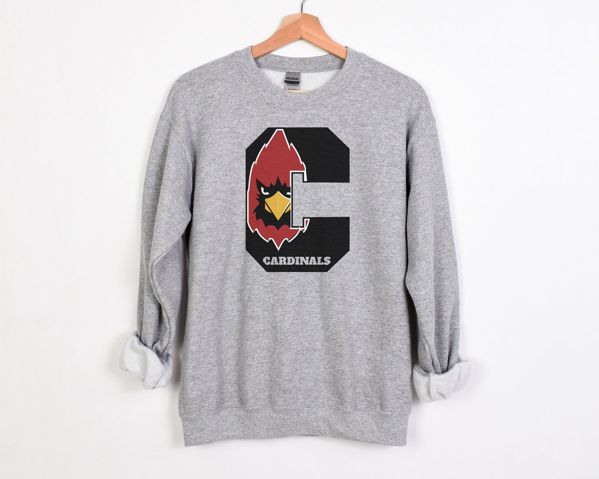 Cardinals in the C Crewneck Sweatshirt, Cardinals Sportswear, Cardinal Bird Logo, Holiday Gift Ideas, Cardinal Mascot