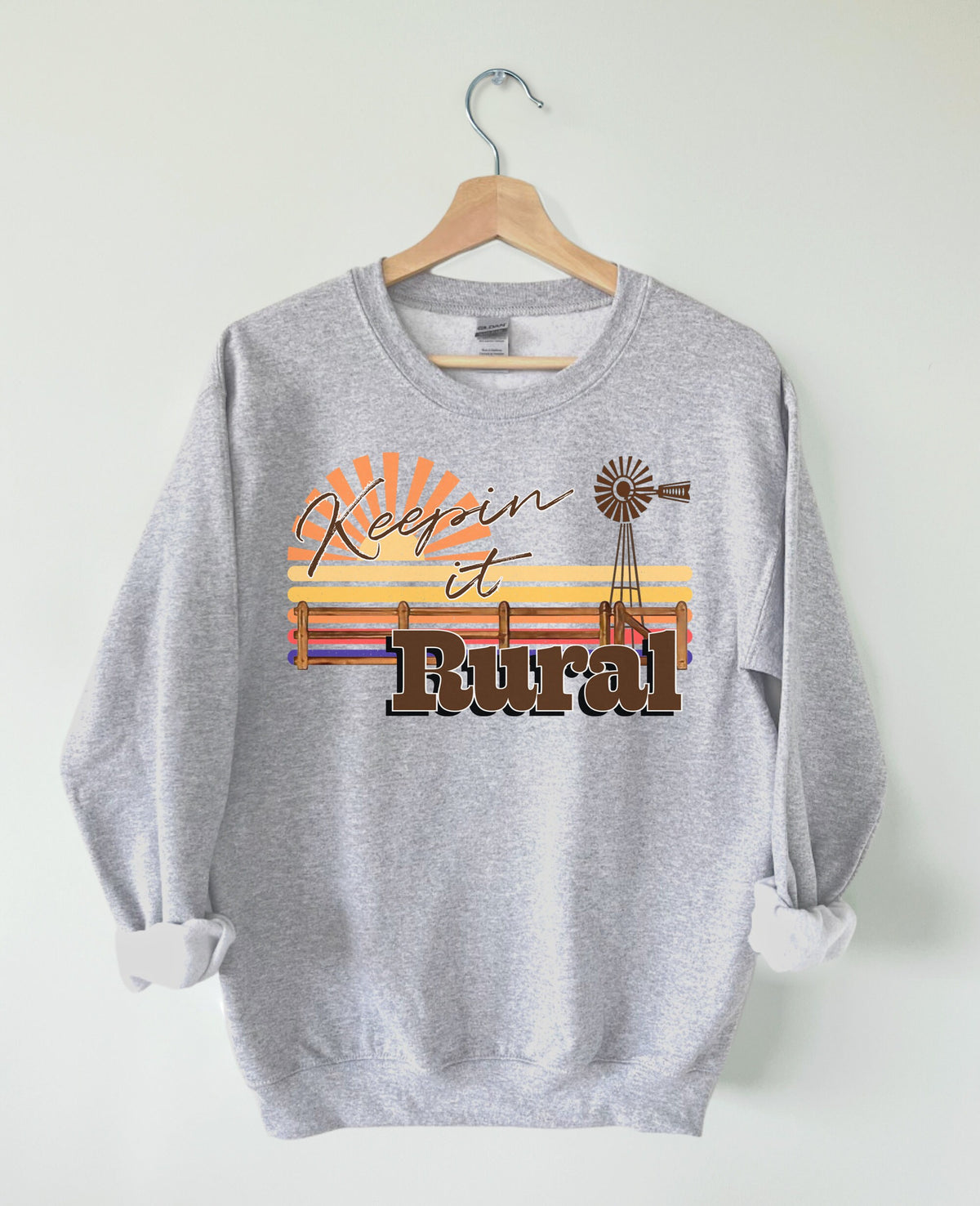 Keepin' It Rural Crew Neck Sweatshirt, Country Sweatshirt, Western Apparel, Best Gifts for Her, Holiday Sweatshirts, Fall Clothing