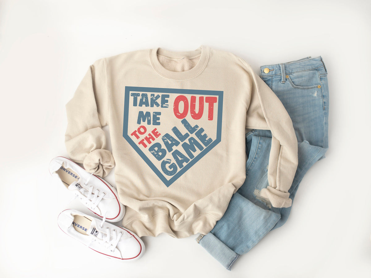 Take Me Out to the Ballgame Unisex Sweatshirt, Cute Softball Graphic Tees, Cute Baseball Tees