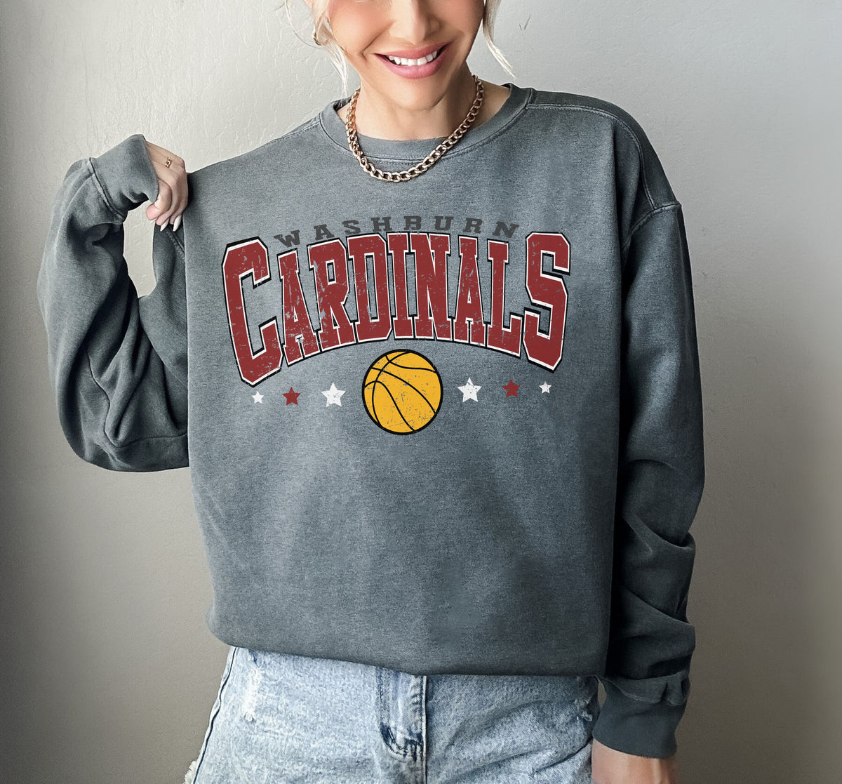 Cardinals Varsity Style Basketball Sweatshirt, Personalized Shirt, Team Name Sweatshirt, Cardinals Shirts, Custom Design, Personalized Tops