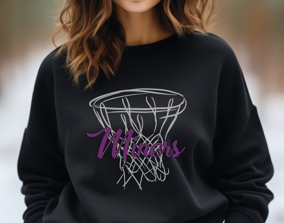 Miners Hoop Unisex Crew Neck, Basketball Shirts for Mom, Custom Sports Sweatshirts, Custom Team Logos, Personalized Basketball Sweatshirts