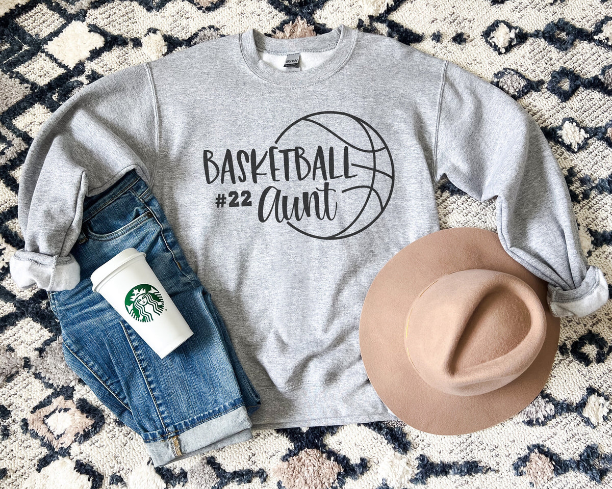 Basketball Aunt Sweatshirt, Basketball Aunt Game Day Sweater, Basketball Aunt Pullover, Custom Aunt Gift, Gifts for Aunt, Basketball Aunt