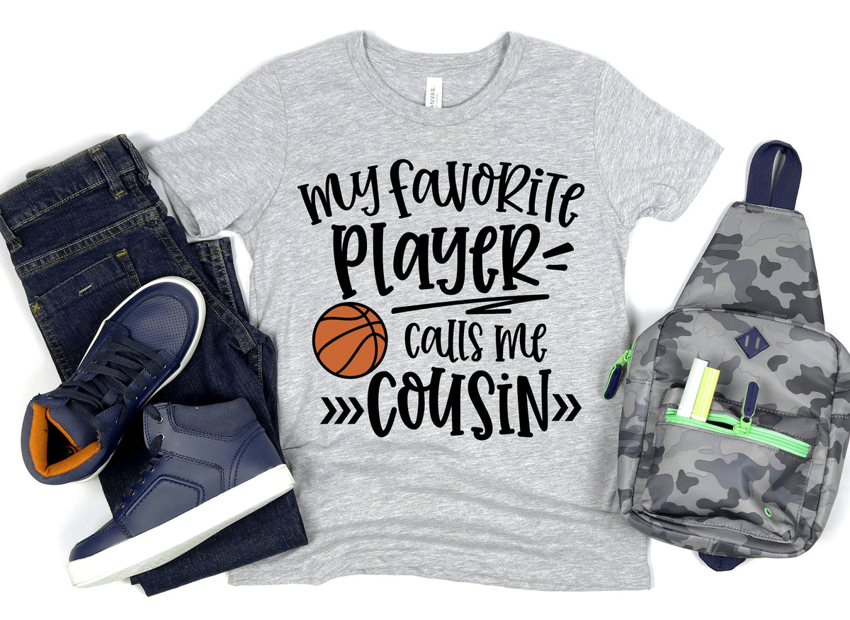 Basketball Cousin, My Favorite Basketball Player Calls Me Cousin Youth Short Sleeve T-Shirt, Custom Sports Youth Shirts, Custom Family Shirt