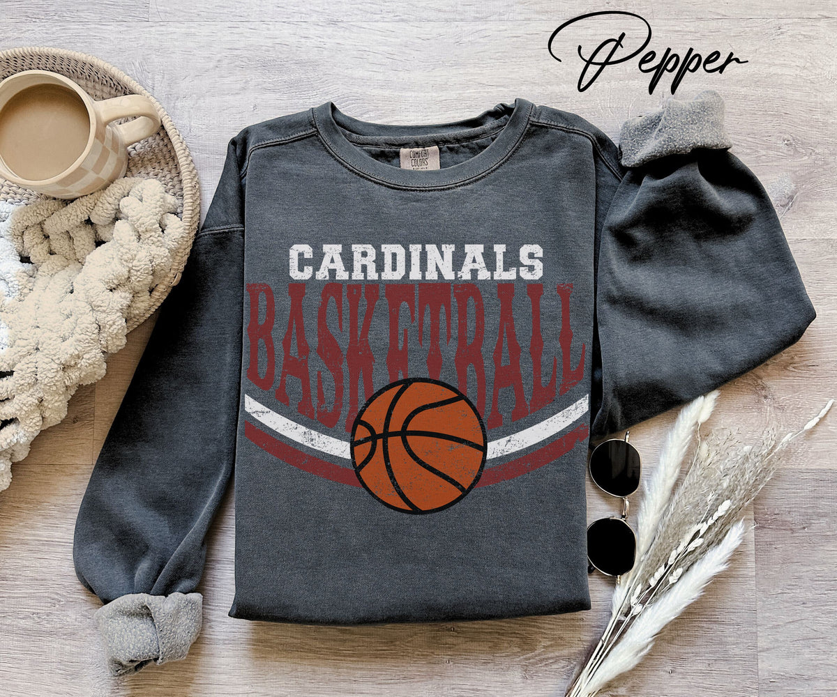 Cardinals Basketball Sweatshirt, Personalized Basketball Mom Crewneck, Basketball Pullover, Basketball Number Shirt, Custom Basketball Team