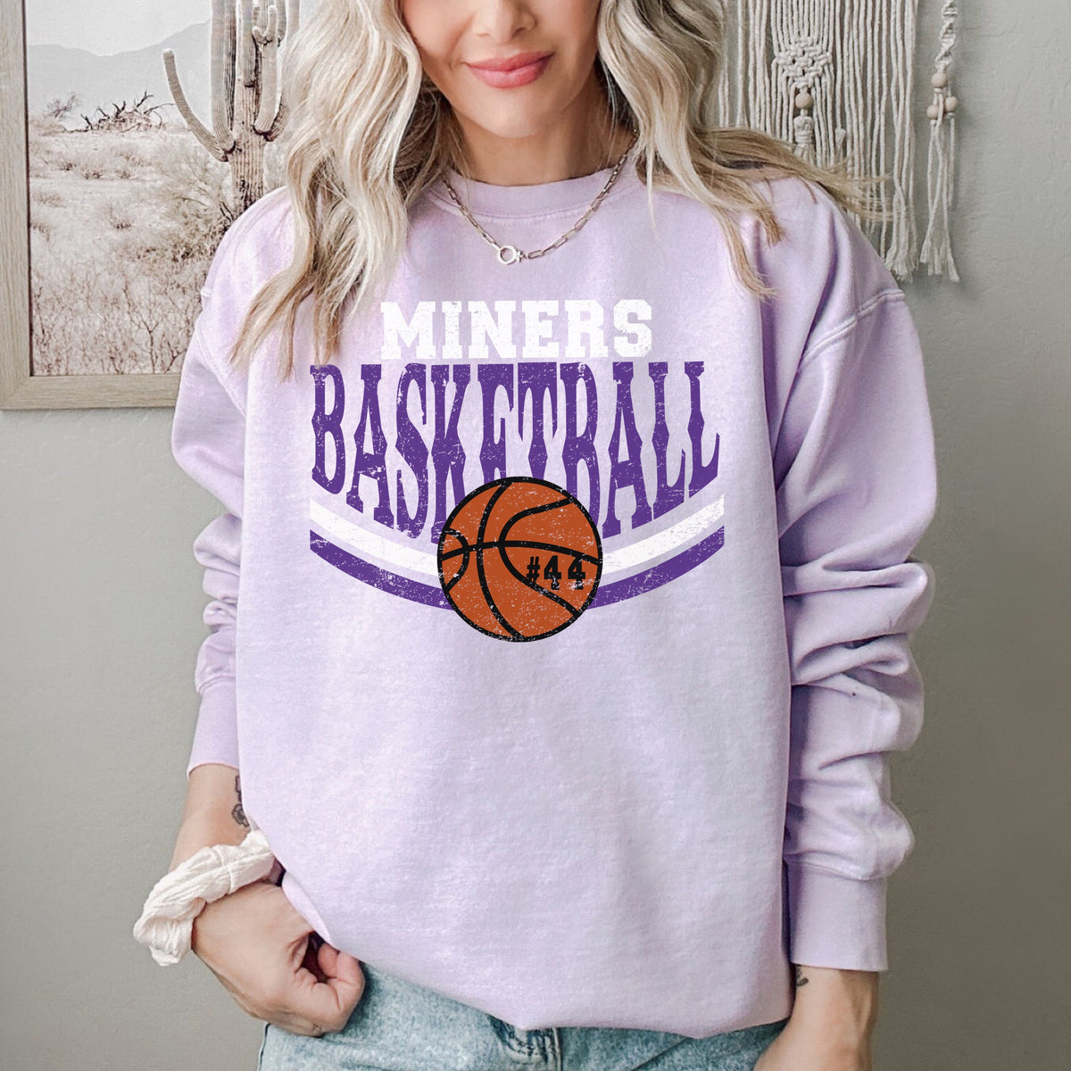 Miners Basketball Sweatshirt, Personalized Basketball Mom Crewneck, Basketball Pullover, Basketball Number Sweater, Custom Basketball Team