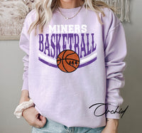 Miners Basketball Sweatshirt, Personalized Basketball Mom Crewneck, Basketball Pullover, Basketball Number Sweater, Custom Basketball Team