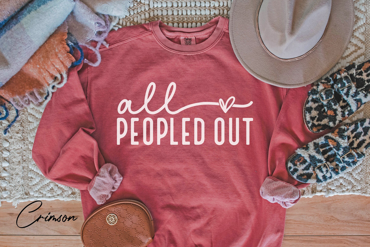 All Peopled Out Sweatshirt, Antisocial Crewneck, Not Going Sweatshirt, Introvert Shirts, Distressed Graphic Message Sweater, Anxiety Shirts