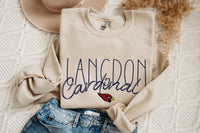 Langdon Cardinals Custom Sports Sweatshirt, Favorite Team Mascot Shirt, Teacher Team Shirts, School Spirit Sweatshirt, Game Day Shirt