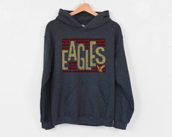 South Heart Eagles Retro Hoodie, Customizable with Name and Number, Eagles Sweatshirt, Custom Eagles Shirt, Custom Sports Designs