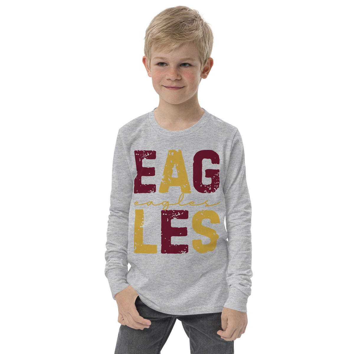 South Heart Eagles Youth Long Sleeve Tee, Kids Eagles Shirt, Kids Custom School Designs