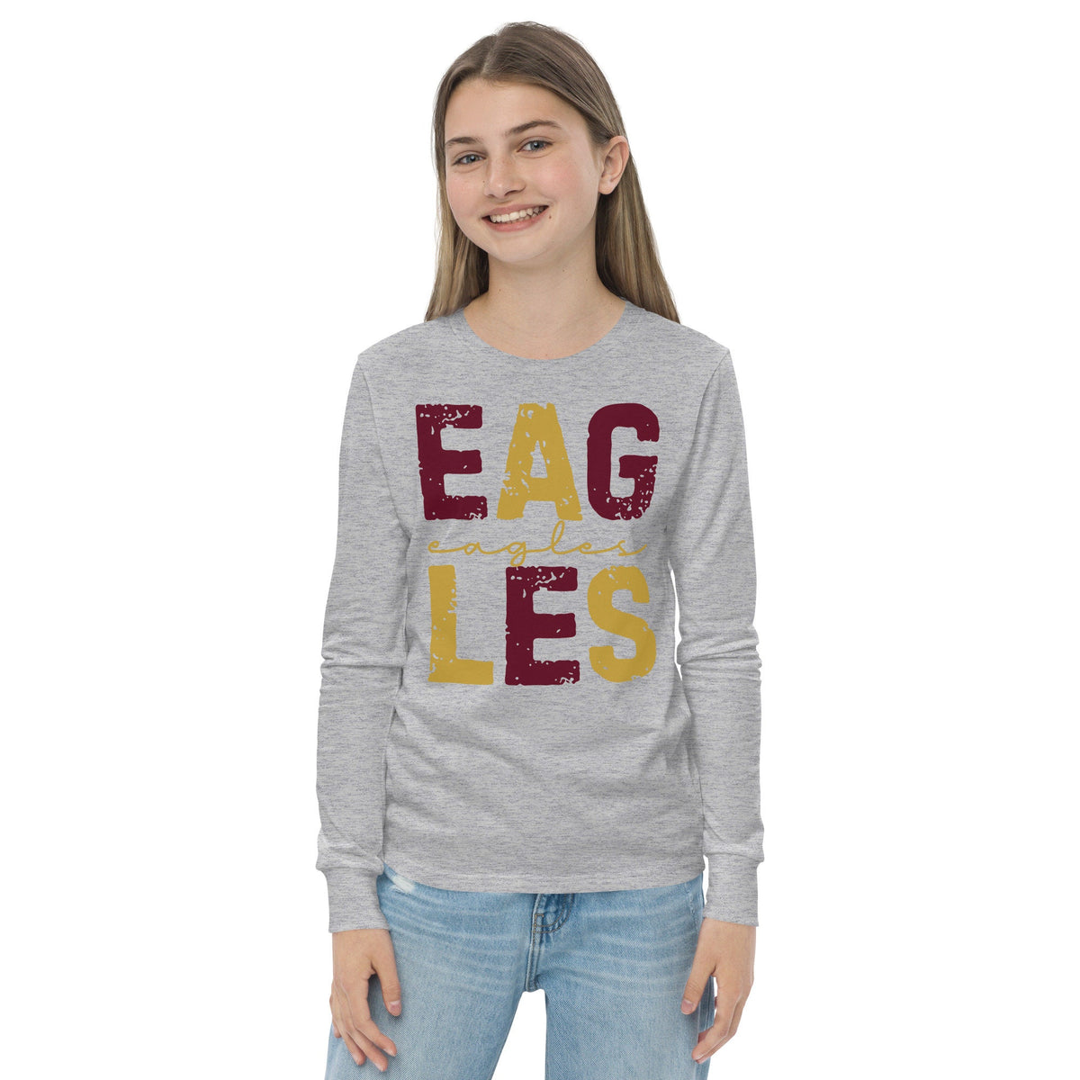 South Heart Eagles Youth Long Sleeve Tee, Kids Eagles Shirt, Kids Custom School Designs