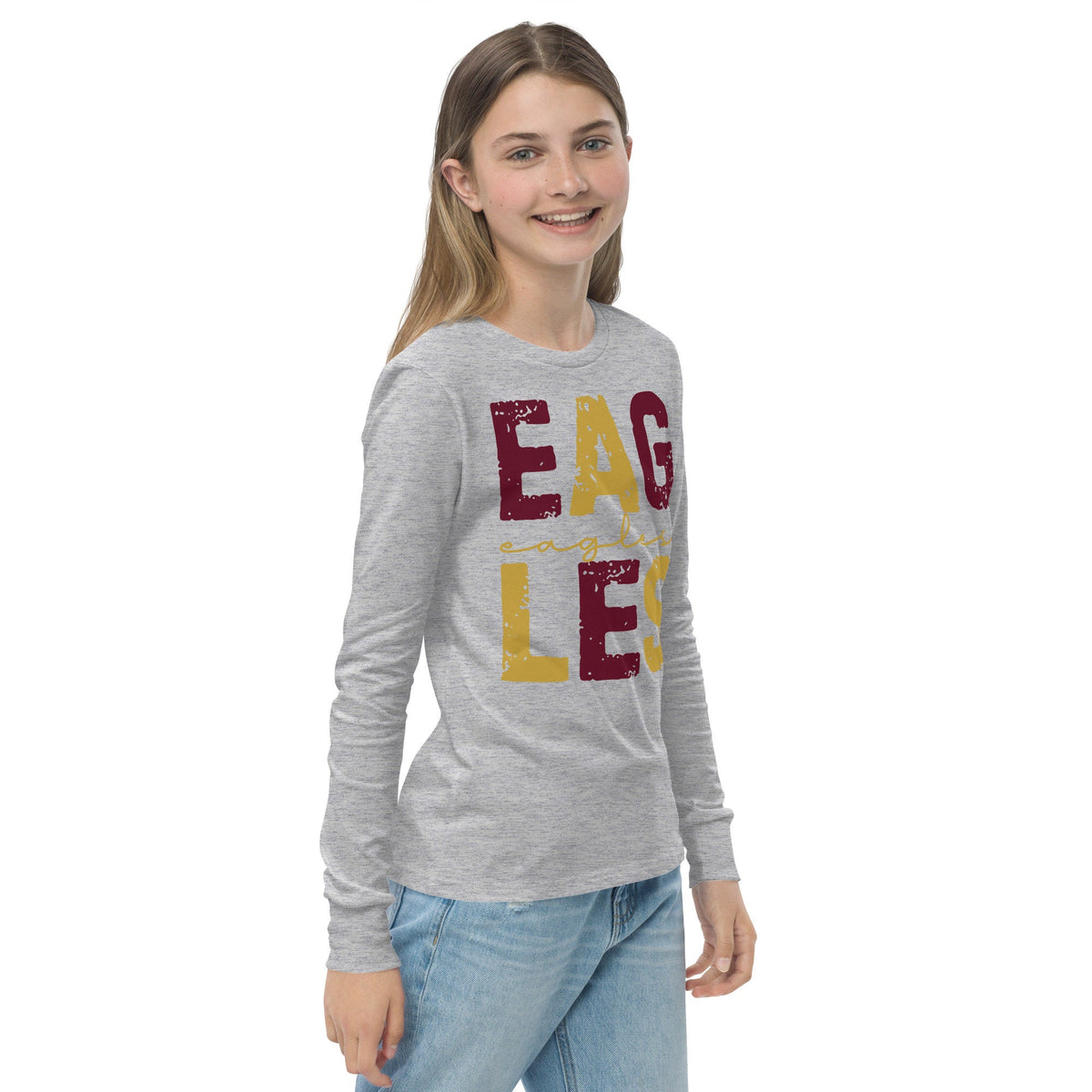 South Heart Eagles Youth Long Sleeve Tee, Kids Eagles Shirt, Kids Custom School Designs