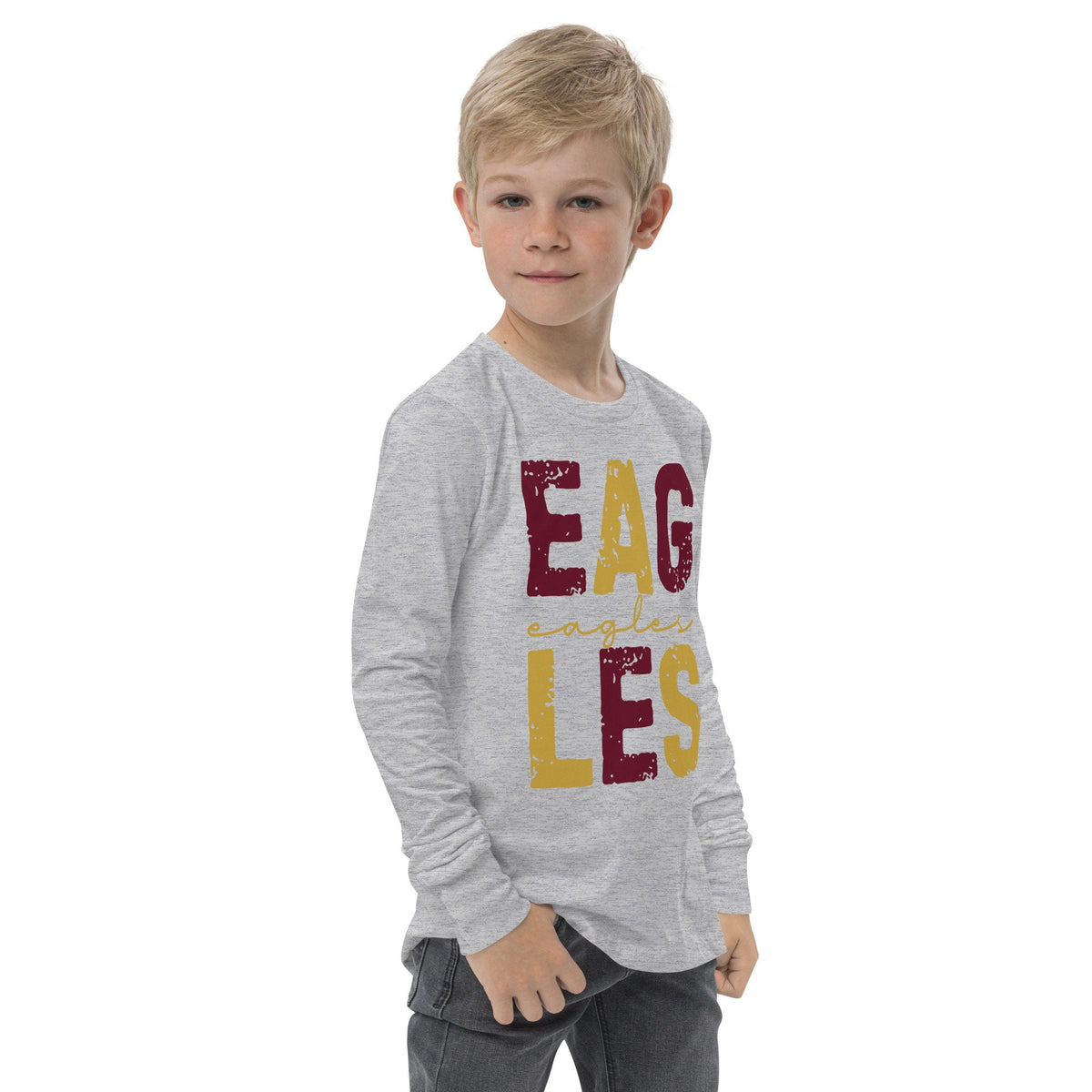 South Heart Eagles Youth Long Sleeve Tee, Kids Eagles Shirt, Kids Custom School Designs