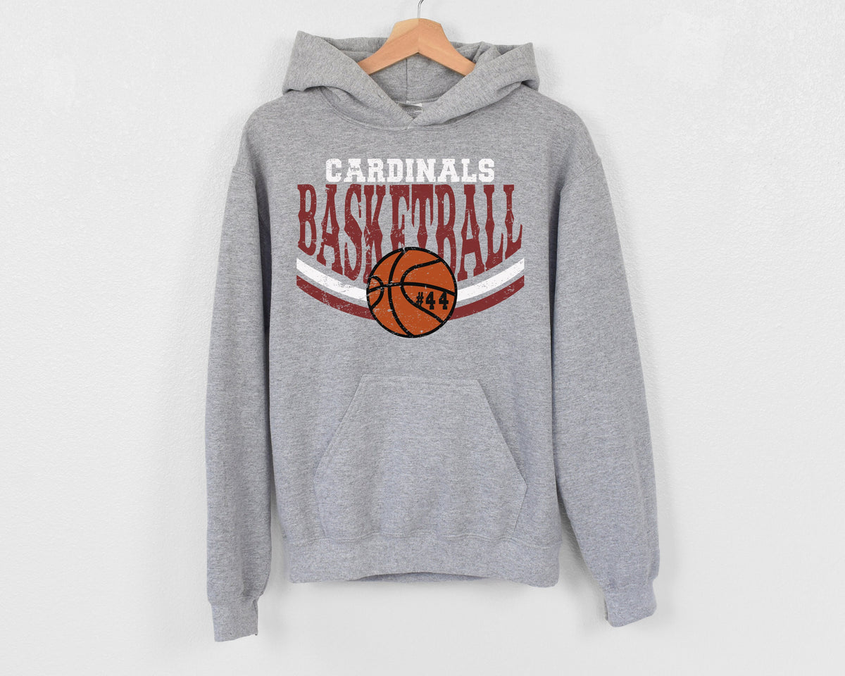 Cardinals BasketballHoodie, Personalized Basketball Mom Sweatshirt, Basketball Pullover, Basketball Number Sweater, Custom Basketball Team