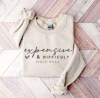 Expensive & Difficult Sweatshirt, Funny Girlfriend Sarcastic Gift, Best Friend Gift, Fancy Boujee Girl Gang, Gift Ideas for Teens