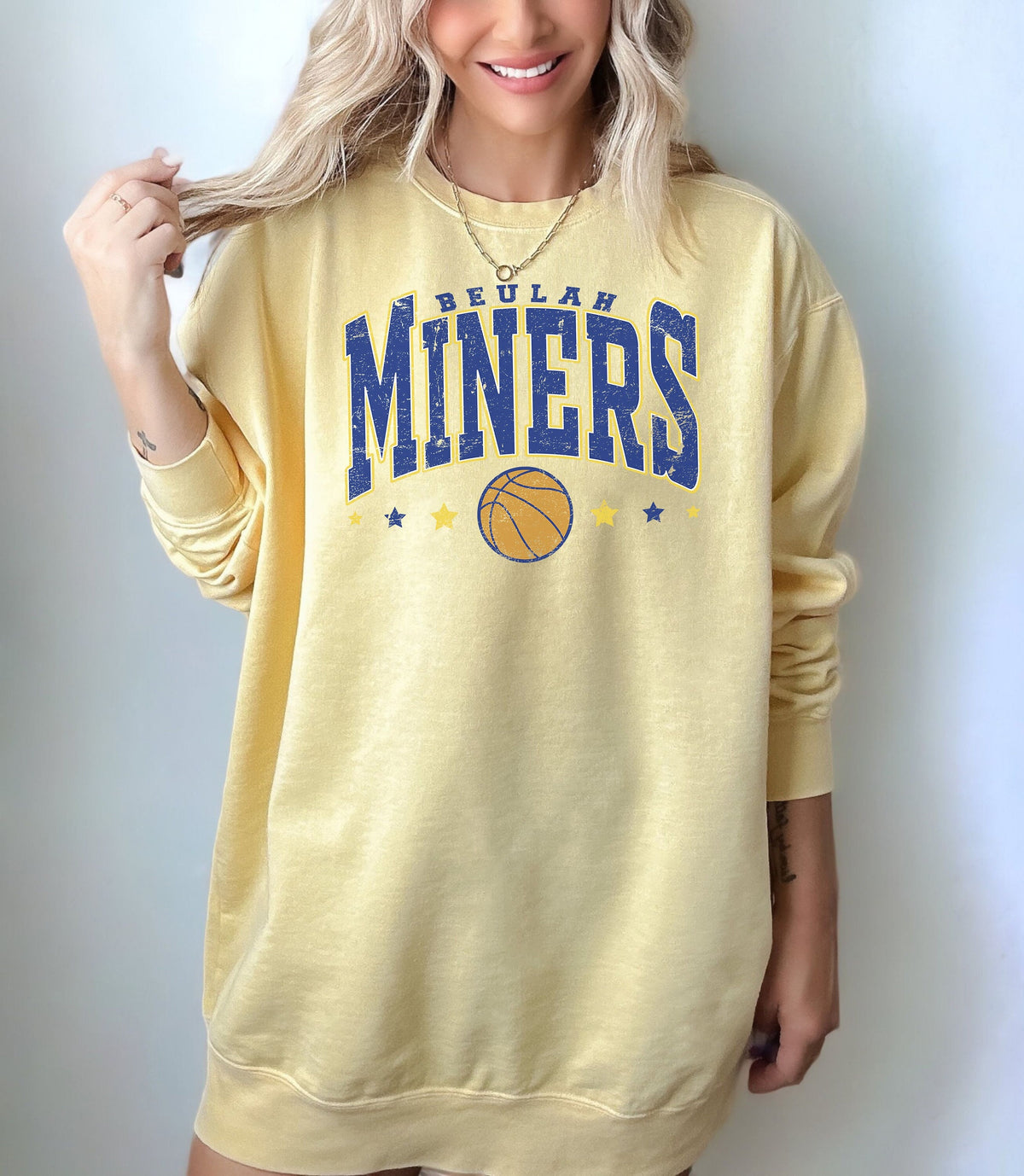 Beulah Miners Varsity Style Basketball Sweatshirt, Personalized Shirt, Team Name Sweatshirt, Miner Shirts, Custom Design, Personalized Tops