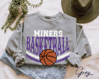 Miners Basketball Sweatshirt, Personalized Basketball Mom Crewneck, Basketball Pullover, Basketball Number Sweater, Custom Basketball Team