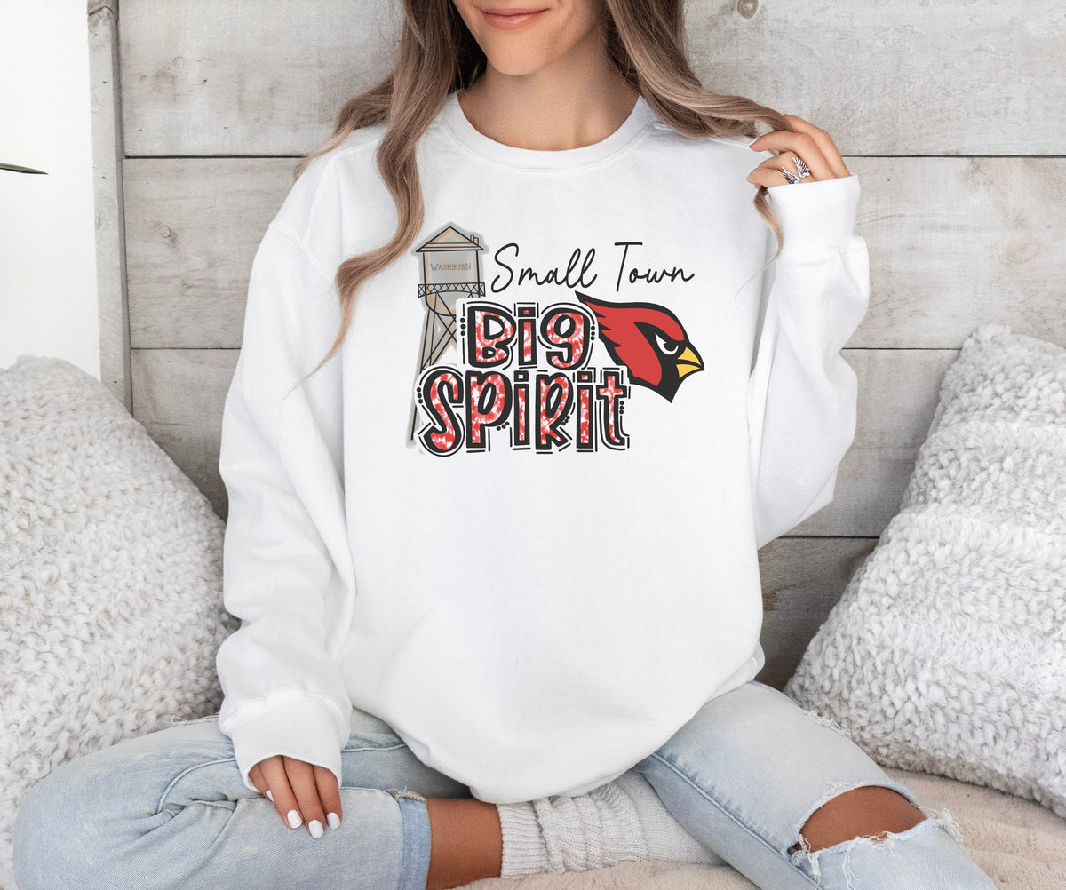 Cardinals Small Town, Big Spirit Washburn Crew Neck, Personalized Sports Team, Cardinal Mascot, Custom Sports Shirts, Cardinals Sweatshirts