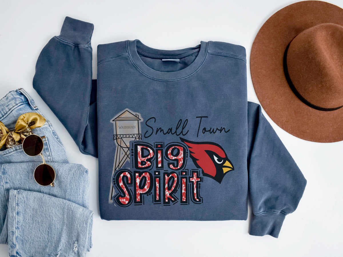 Cardinals Small Town, Big Spirit Washburn Crew Neck, Personalized Sports Team, Cardinal Mascot, Custom Sports Shirts, Cardinals Sweatshirts