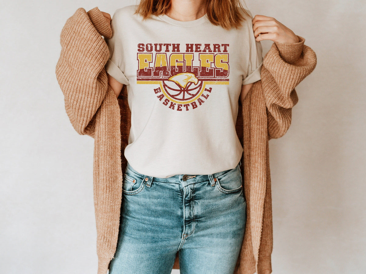 South Heart Eagles Basketball T-Shirt, Customizable with Name and Number, Eagles Sweatshirt, Custom Eagles Shirt, Custom Sports Designs