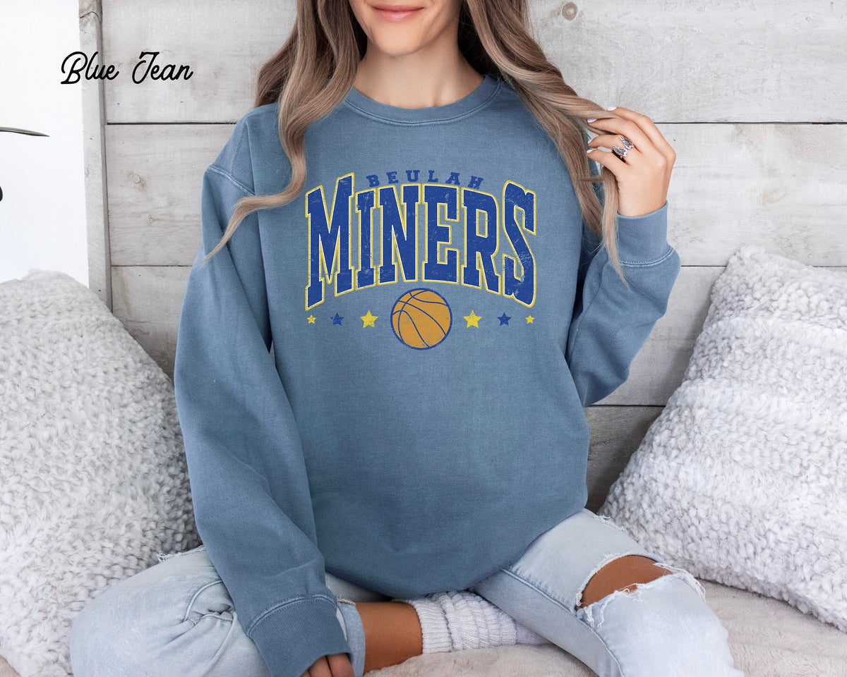 Beulah Miners Varsity Style Basketball Sweatshirt, Personalized Shirt, Team Name Sweatshirt, Miner Shirts, Custom Design, Personalized Tops